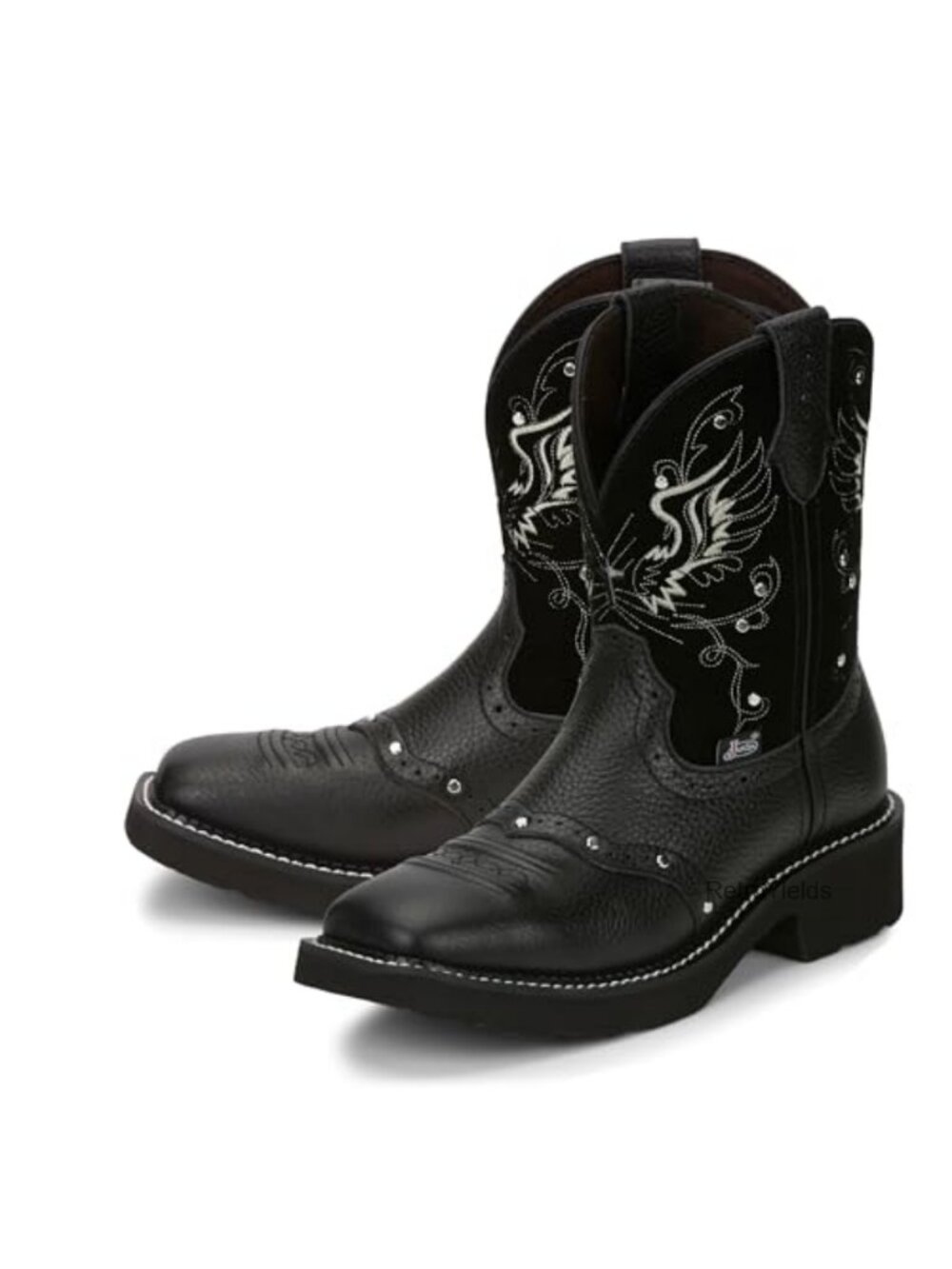 Justin Western Cowhide Leather Square Toe Mid-Calf Boots for Women